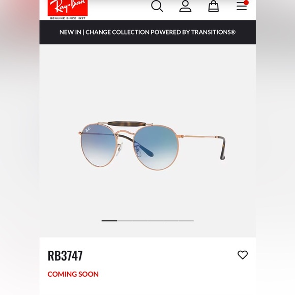 NEW Authentic RAY-BAN Copper Blue Gradient Round Sunglasses